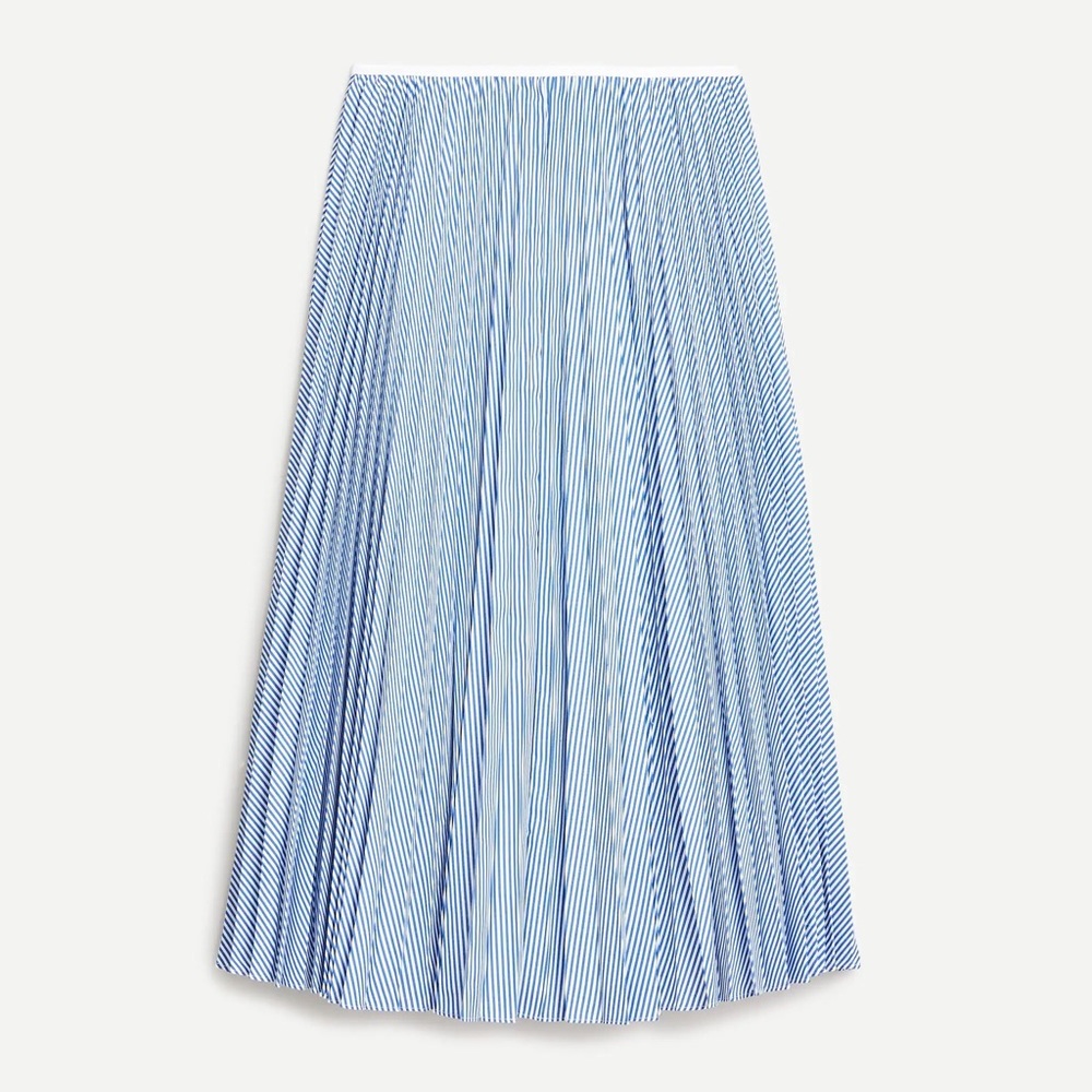 Jcrew pleated midi skirt in stripe